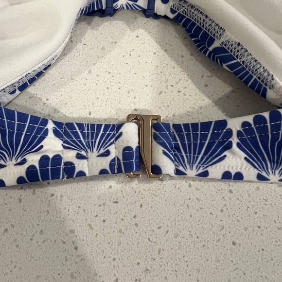 🦀kate spade new york Seashell Print Blue Bandeau Bikini Top and Bottom NWT - Picture 12 of 12